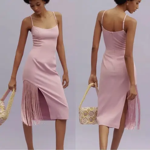 Dress the Population NEW ANTHROPOLOGIE Rory Side-Fringe Midi Dress purple sz S