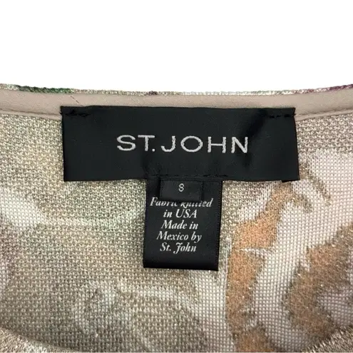 St. John Embellished Metallic Floral Jacquard Knit Cardigan 8 Evening Dressy