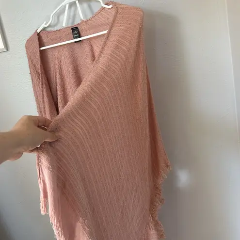 Mixit One size earthy pink blush boho textured knit wrap poncho