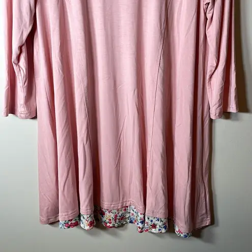 Kori America Light Pink Floral Hem Long Sleeve Tunic Top Size S