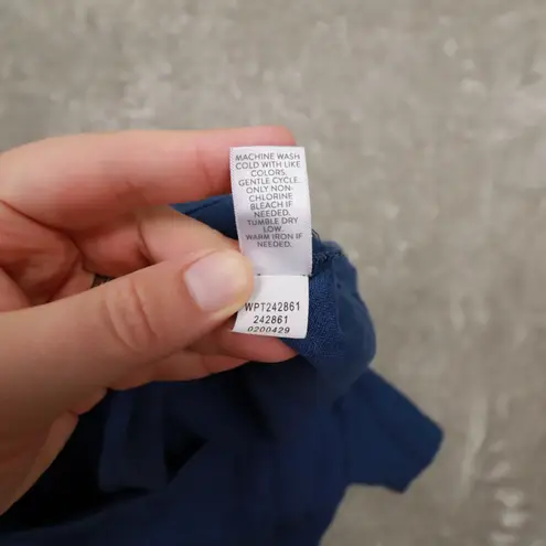 J. Jill Love Linen Blue Wide Leg Cropped Pants Women's Large NWT Beach Boho