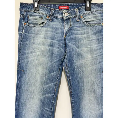 Women's Vintage Indian Rose Wide Leg Loose Fit Denim Blue Jeans 32 X 33 Low Rise