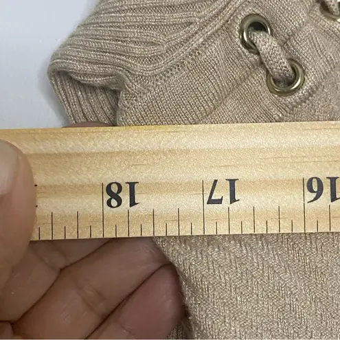 Calvin Klein Women's  Ribbed Gold Grommet Long Sleeve Sweater Tan  Size Medium