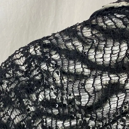 Passion Concept Black & White Lace Long Sleeve Button Up Jacket Blazer M Size M - Image 3