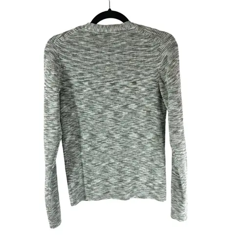 Market & Spruce Womens V-Neck Button-Up Cardigan Sweater Marled Gray M