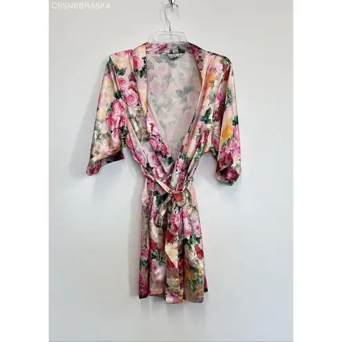 David's Bridal Multicolor Satin Robe in Floral
