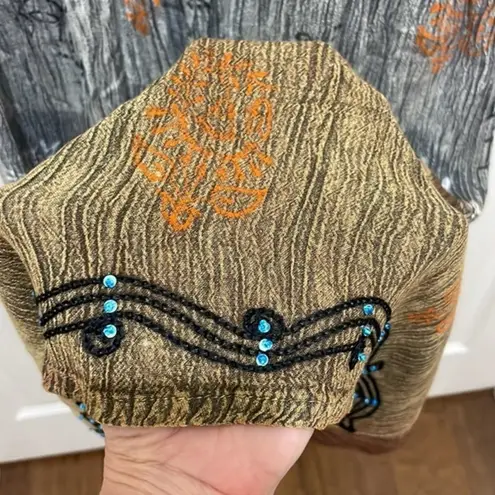 Sacred Threads Turquoise Ombre Tribal Print Smocked Tank Top Dress