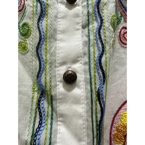 Anthropologie  Cyrena Boho Embroidered Shirt Dress SMALL EUC