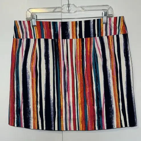 Hope & Harlow Skort Multi Color Brush Stroke Striped w Pockets Women’s 14 Blue