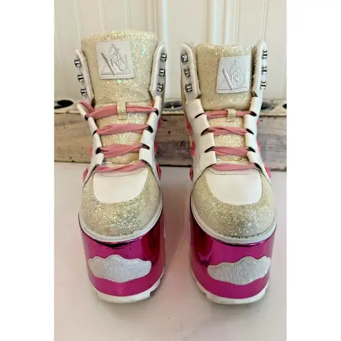 Yru holographic pink cloud qozmo sneaker platforms Size 10 Pink Star Clouds Rave