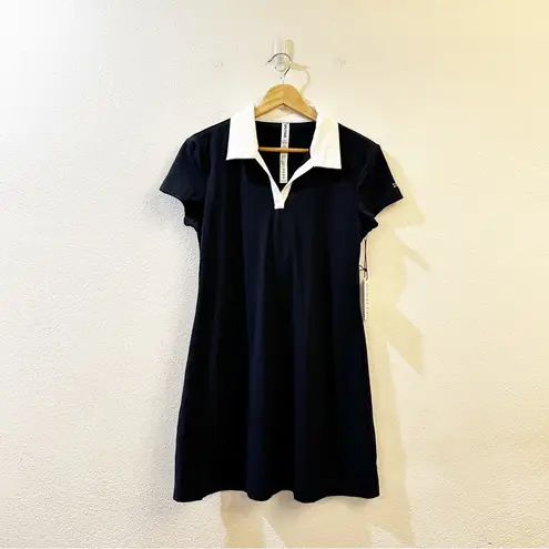 Splits59 Polo Airweight Mini Polo Dress Country Club Preppy Athleisure Indigo Sm Blue