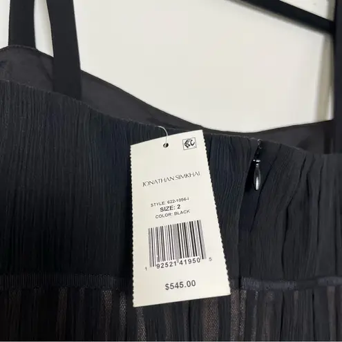 NWT Jonathan Simkhai Annabelle Tulle Silk Mini‎ Dress Size 2 Black