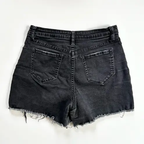 Ymi Black Distressed High Rise Mom Fit Shorts