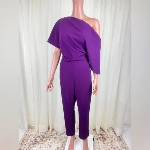Alexia Admor NWT Draped One-Shoulder Jumpsuit Unitard Size Medium Plumtastic - Image 2