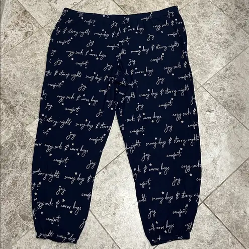 Soma Cool Nights Holiday Banded Ankle Pajama Pants Graphic Navy XL Blue