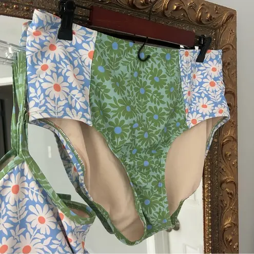 Lime Ricki  SWIMWEAR Bralette and high waisted bottoms In Daisy Patch - Image 4