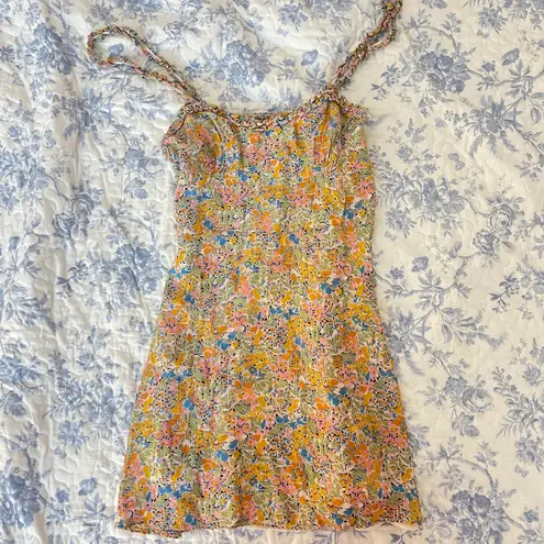 ZARA Mini Floral Ruffle Strap Sweetheart Neckline Colorful summer sun Dress