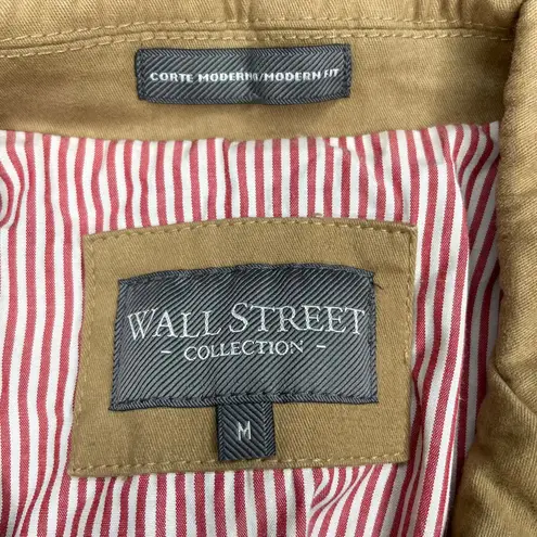 Wall Street Collection Corte Moderno Cotton Brown Modern Fit 2 Button Blazer M Size M