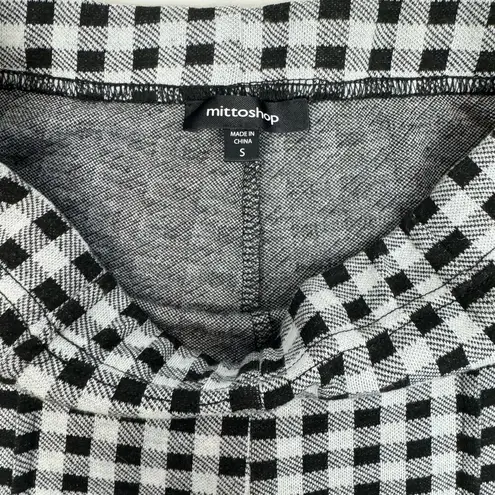 Mittoshop Womens Gingham Check Stretch Flare Pants High Waist Black White Small