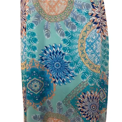 Bo Bel Swing Casual Printed Dress Aqua Blue Size Medium