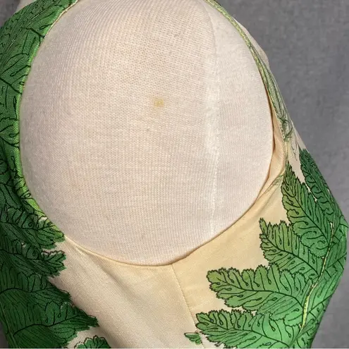 Amazing Vintage 1960s Fern And flower Plant Shift Sleeveless dress _ Size Small Green