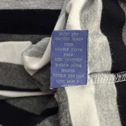 Vivienne Tam Cowl Neck Tank Woman's XL Striped Black White Gray Raw Hem Coastal