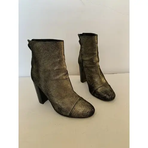 Tony Bianco  Boho Metallic Block Heel Ankle Bootie Size 7