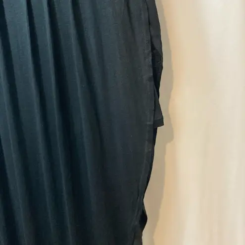 Vertiche Fashion Ink Black Asymmetrical High Low Pleated Flowy Festival Skirt Size M