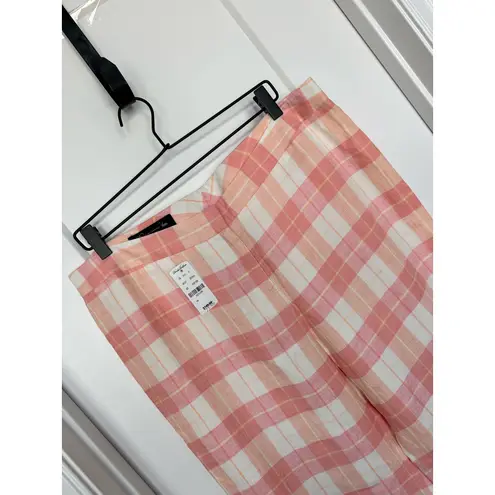 Brooks Brothers NWT Country Club Women's Plaid Linen Pants Pink/Cream Size 14