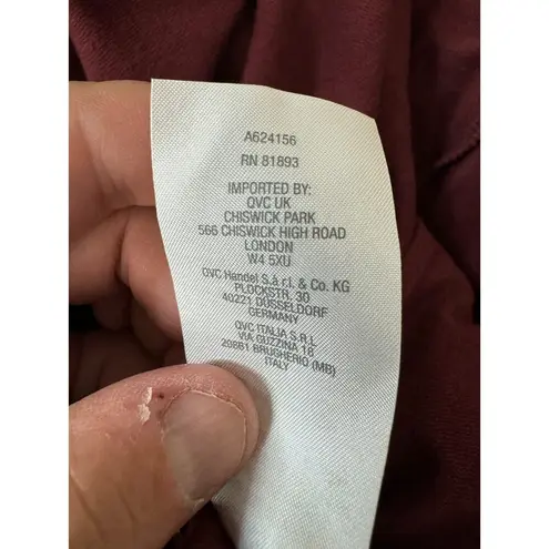 Denim & Co . Active French Terry Tunic Jacket with Ribbed Trim Dark Cherry 3Xd