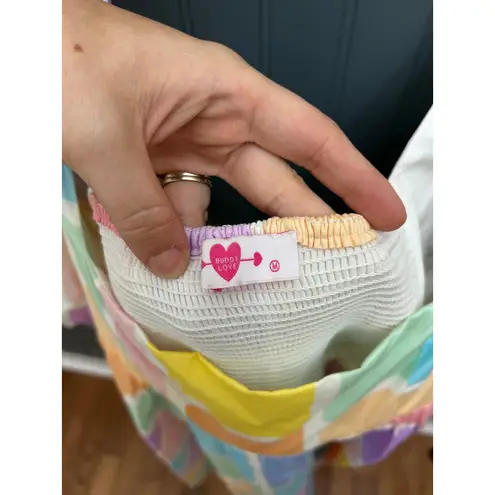 Buddy Love Women's Medium Dress Square Neck Pastel Geometric Mini Short