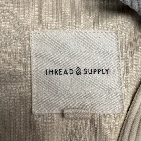 Thread & Supply Colorblock Corduroy Button Up Shirt Jacket Women's Medium Blue