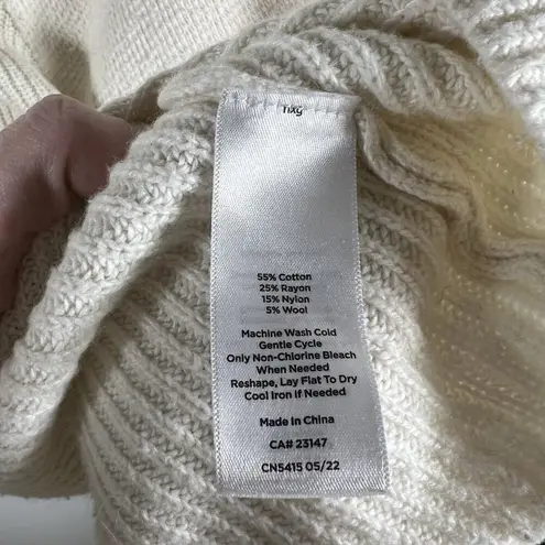 Talbots  Women 2X Alpine Cream‎ Wool Blend Mixed Stitch Turtleneck Tunic Sweater - Image 6