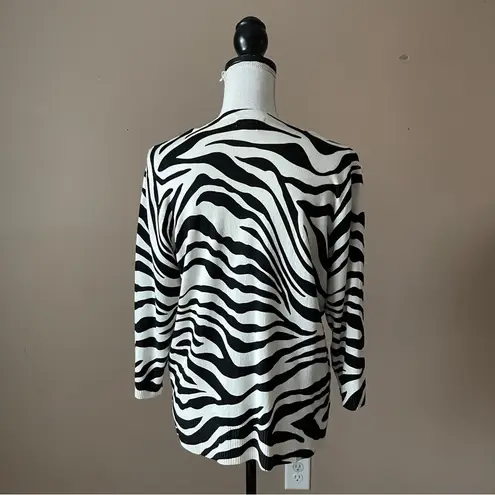 Carmen Marc Valvo | Zebra Stripe Cardigan Sz XL
