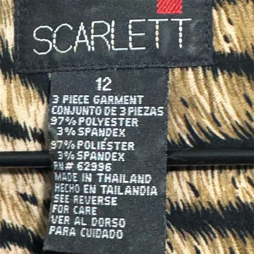 Scarlett VTG Skirt Suit Set Size 12 Black Animal Print Mob Wife Office Siren Y2K