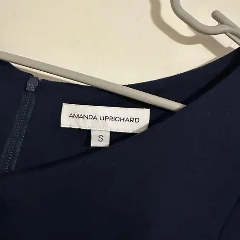 Amanda Uprichard  Navy ruffle spring zip back tiered dress spring mini