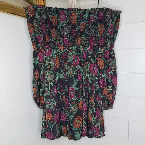 Likely Manning Smocked Off The Shoulder Floral Printed Mini Dress XS