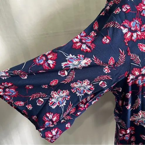 Como vintage Red White and Blue Floral Print Lightweight Popover Women’s Size M