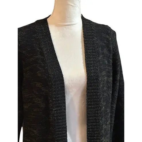 Devoted Aztec Print Open Front Long Cardigan Size M Black Gray Knit READ Size M