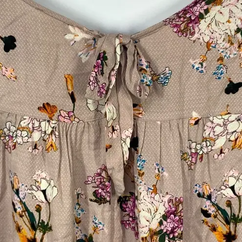 Kori America Women’s Floral Ruffle-Sleeve Blouse Beige Pink Size Medium