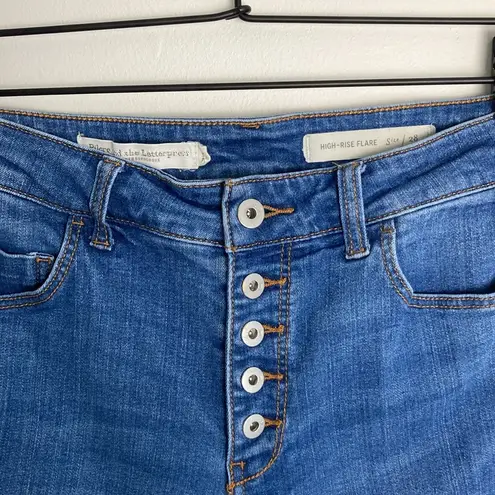 Pilcro and the Letterpress Pilcro Anthropologie High Rise Flare Denim Jeans Button Fly Women's Size 28 Blue