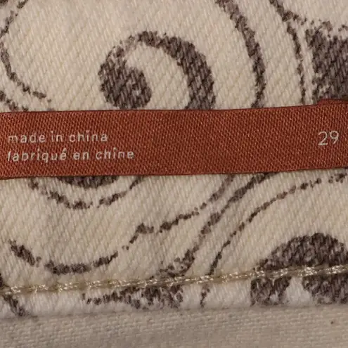 Pilcro Anthropologie Hyphen Floral Denim Shorts Womens Size 29 High Rise Cream