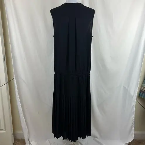 Vince  Black Drop Waist Pleated Neutral Minimalist Midi Dress NWOT Size XL