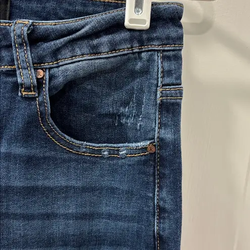 Risen Frannie Palazzo Raw Hem Jeans Size 5/27 Dark Wash Wide Leg Cropped EUC