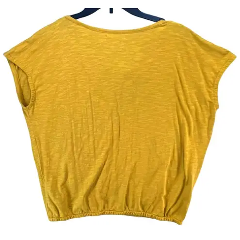 prAna Top Womens XS Mustard Yellow Ocupas Popover Pintuck Organic Athleisure