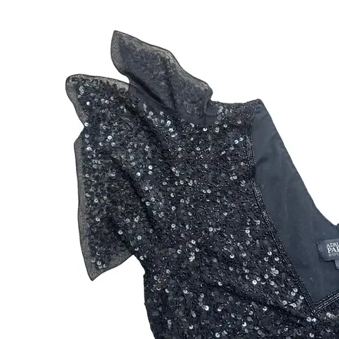 y2k vtg. sparkly beaded ruffle fairy whimsy goth party blouse x large Black Size XL