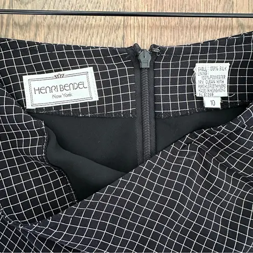 Henri Bendel Vintage High Waist 100% A-Line Silk Skirt in Black & White Size 10