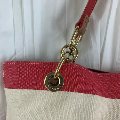 Tommy Hilfiger  Red & Ivory Cream Striped Tote‎ Bag Excellent Condition