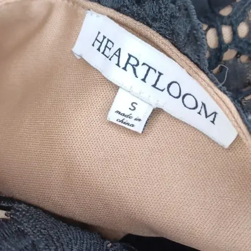 Heartloom  Anthropologie Black sheer and lace fit& flare dress