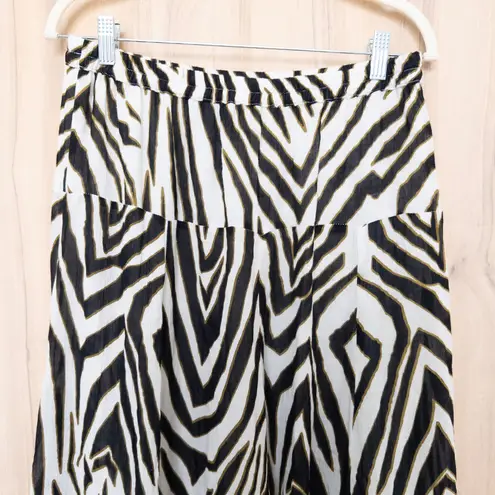 Soft Surroundings Women Zebra Embroidered Midi Skirt Sz S Black White Boho Artsy